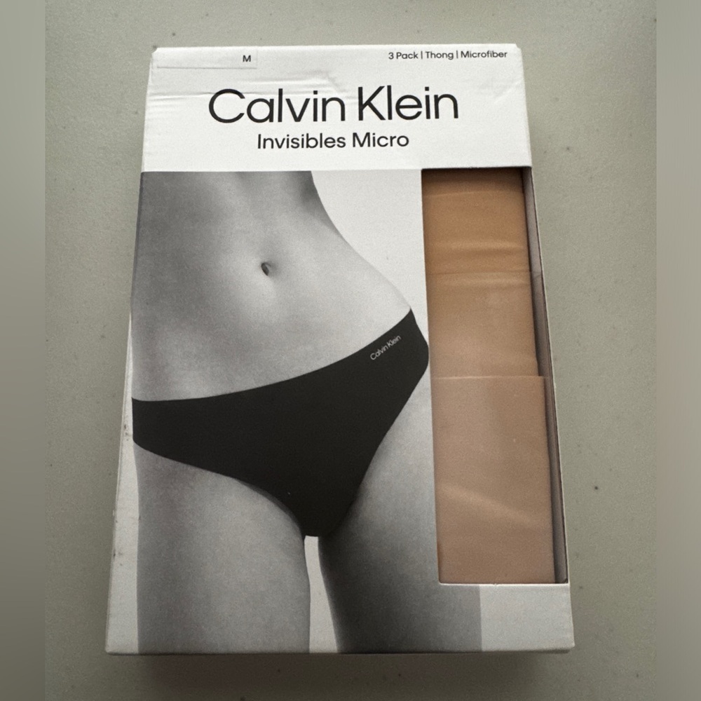 NWT CALVIN KLEIN INVISIBLE Micro nude THONG 3 Pack M